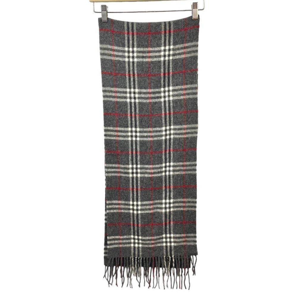 Valentini 100% Wool Grey Tartan Plaid Scarf OS